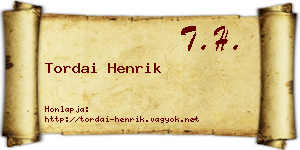 Tordai Henrik névjegykártya
